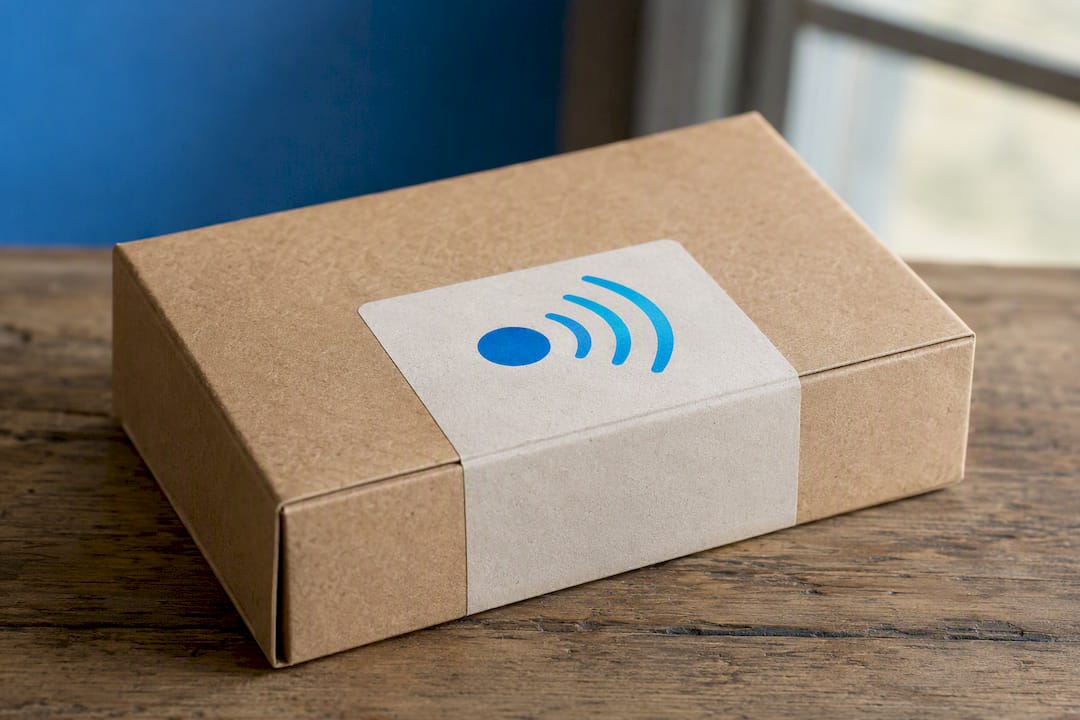 Textured fiber packaging with premium label