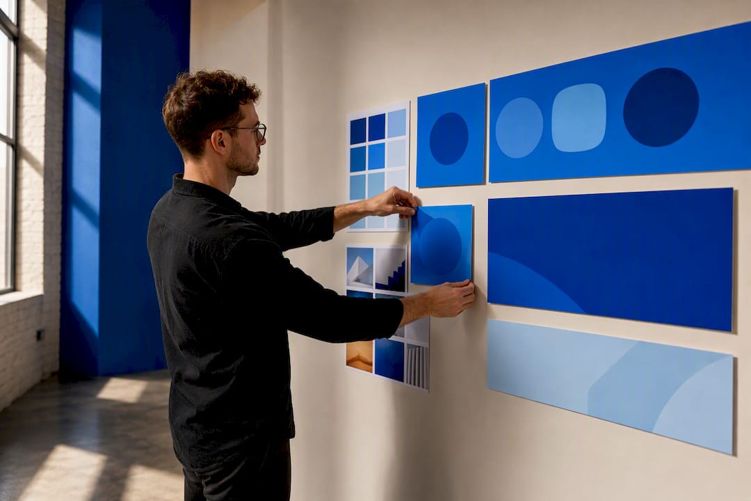 Social media brand identity boards in blue