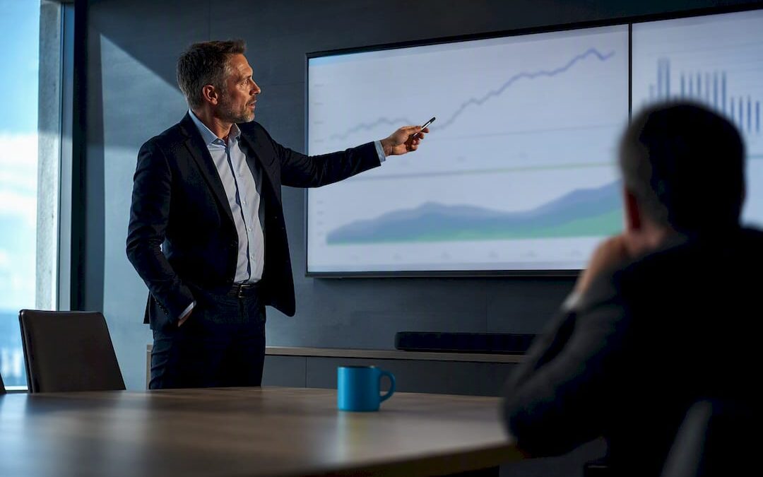 Marketing team reviewing long-term brand ROI