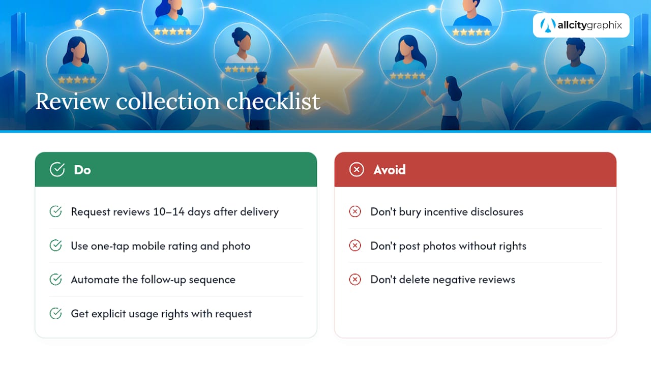 Collecting and Verifying Reviews Without Breaking FTC Rules — overview diagram