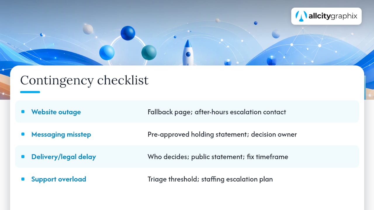 Contingency planning for unexpected issues during launch — overview diagram