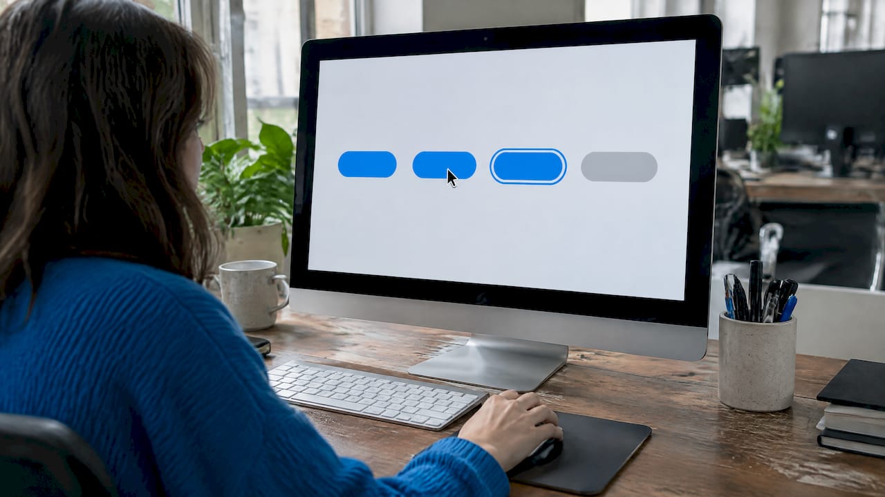 Illustration showing accessible CTA interaction states